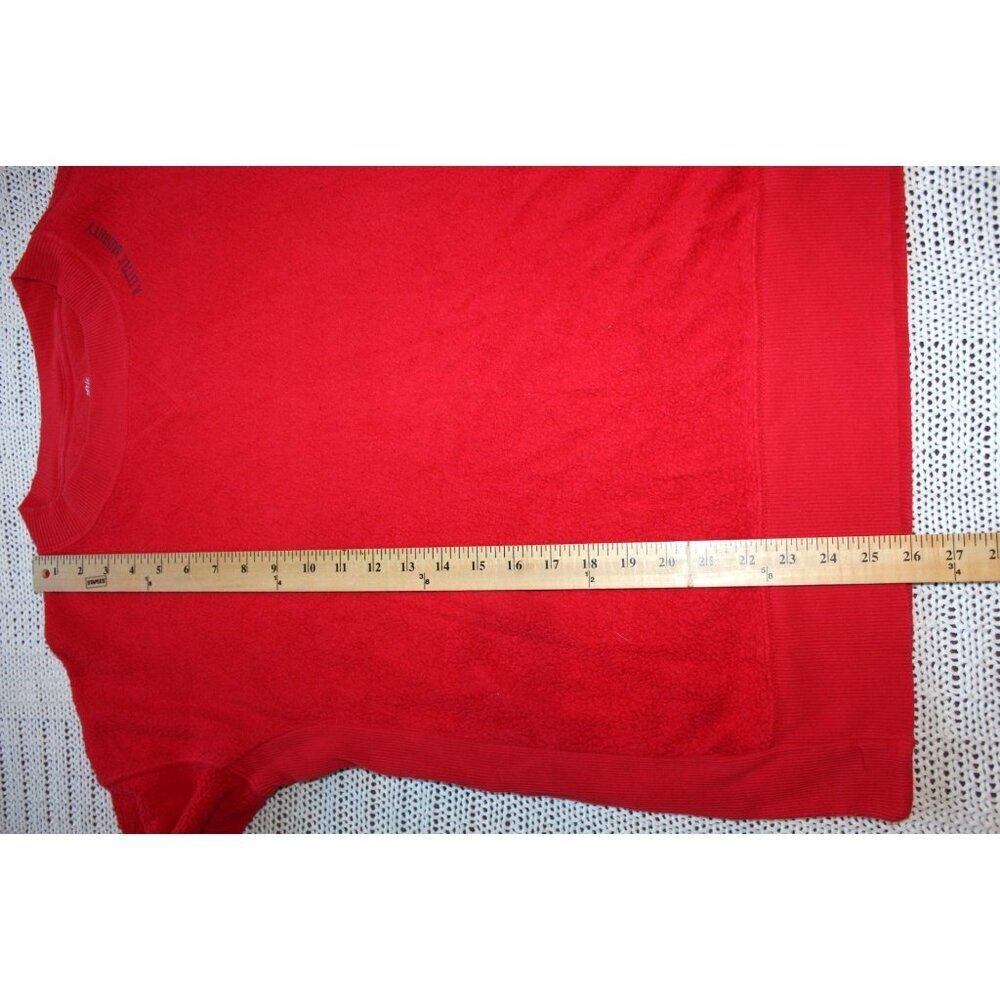 Aerie Fleece Crew Neck Sweater Bright Red size SP textured A Little Naughty - Picture 4 of 8